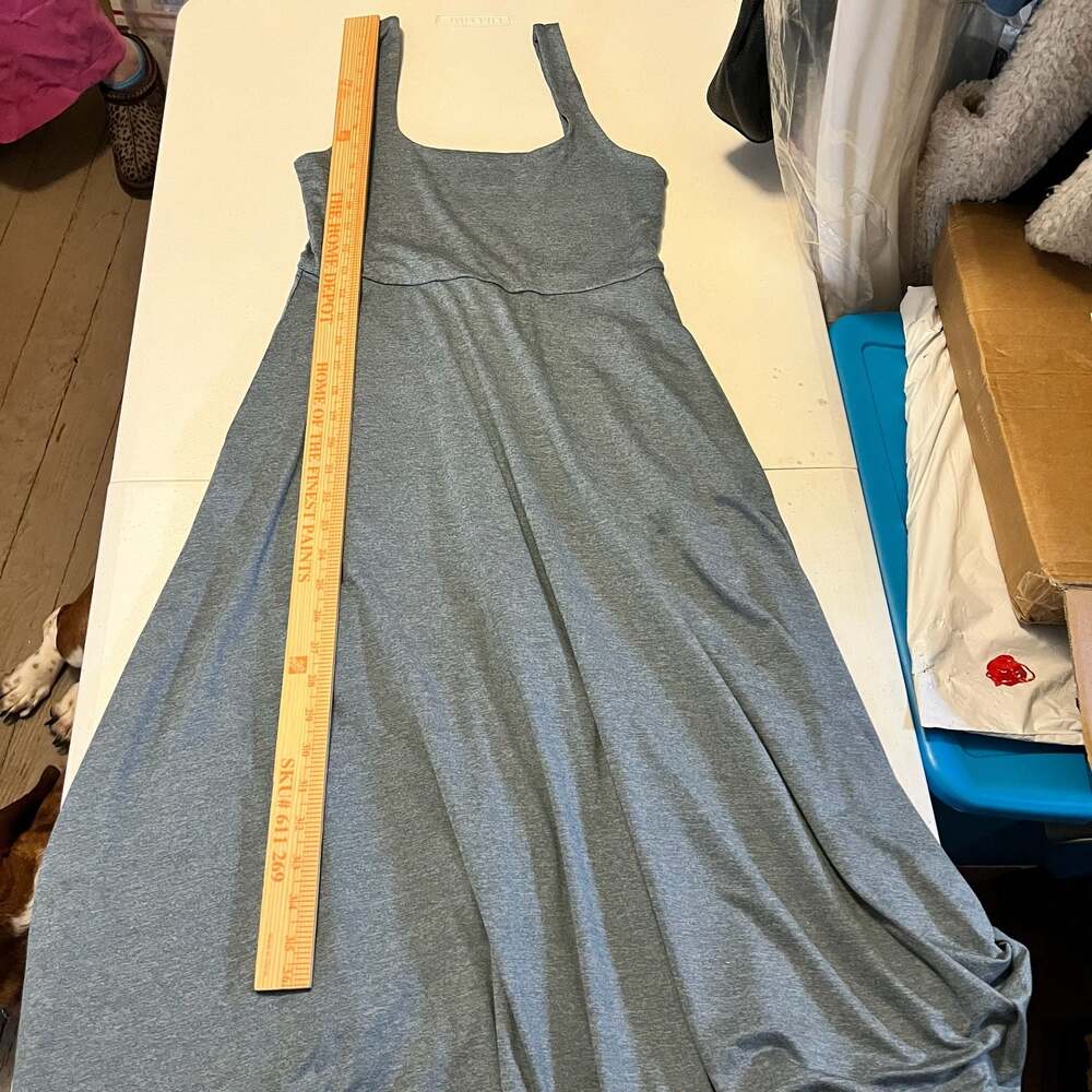 Quince Flowknit Breeze Fit & Flare Dress Heather Sky Blue Midi Casual Small - Picture 10 of 12